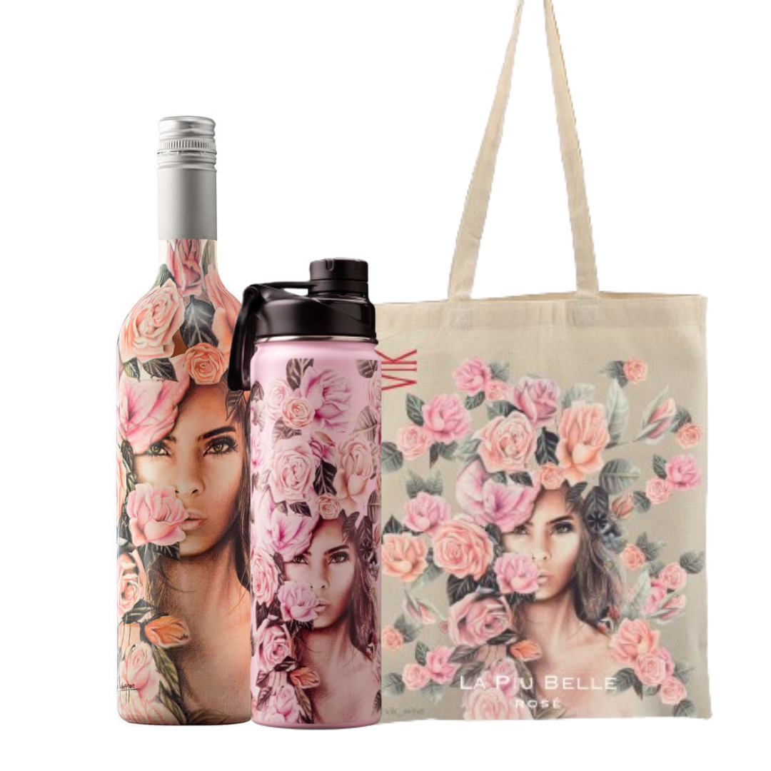Pack: Vino La Piu Belle Rosé 2024 - 750 ml + Botella Térmica + Tote Bag de REGALO