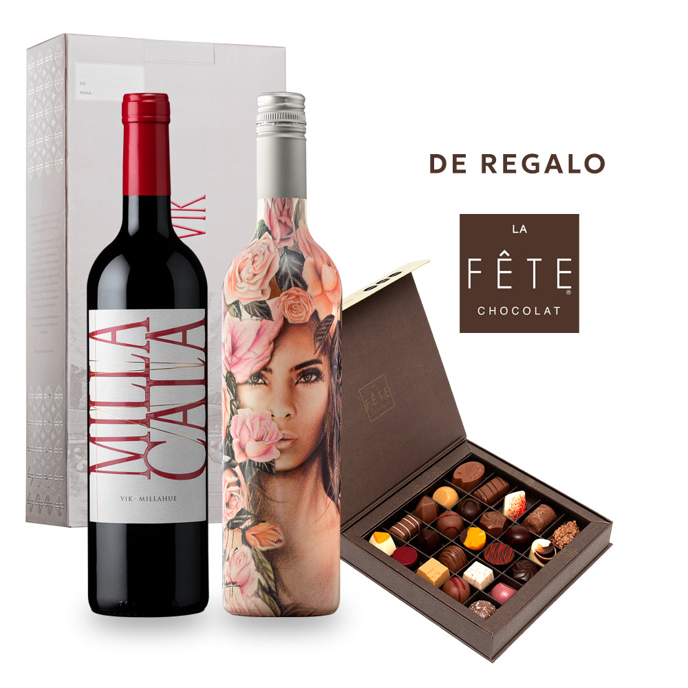 Pack Maridaje: Milla Cala 2022 + La Piu Belle Rosé 2025 + Bombones La Fete 270 g de REGALO
