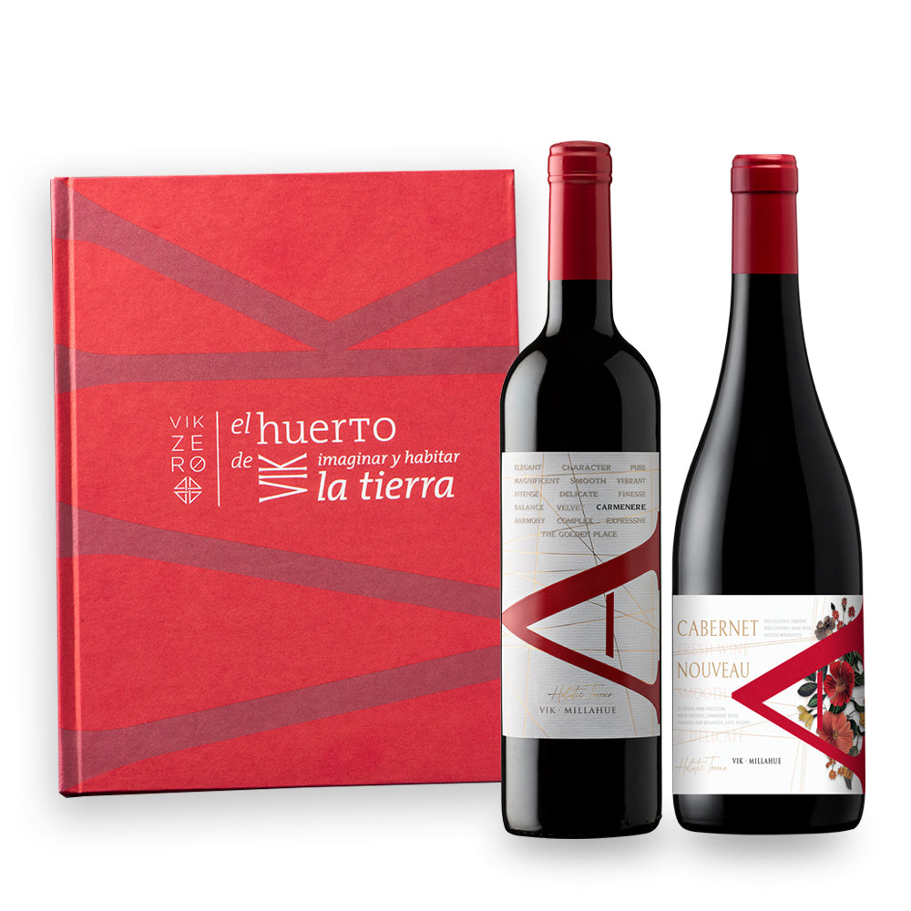 Pack: Libro Gastronómico + VIK "A" Carmenere 2023 + VIK "A" Cabernet Nouevau 2024