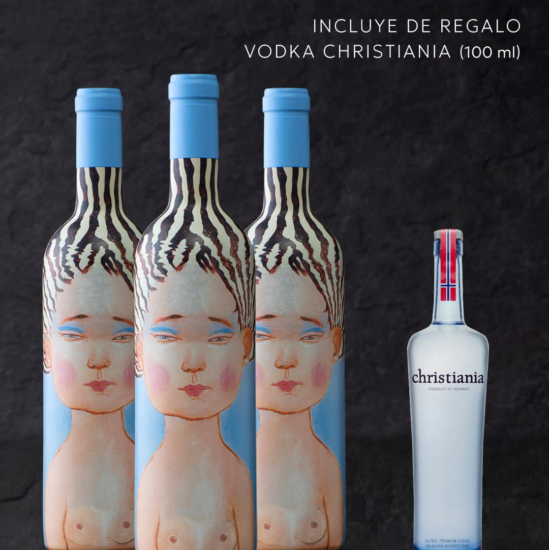 Pack: 3 Vinos La Piu Belle 2022 - 750 ml + Vodka Christiania 100 ml de REGALO